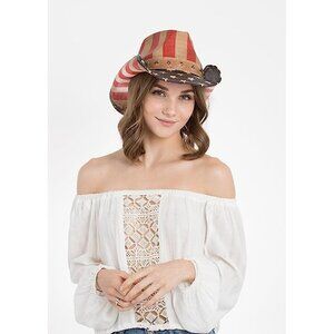 Cody James American Flag Straw Cowboy Drifter Hat